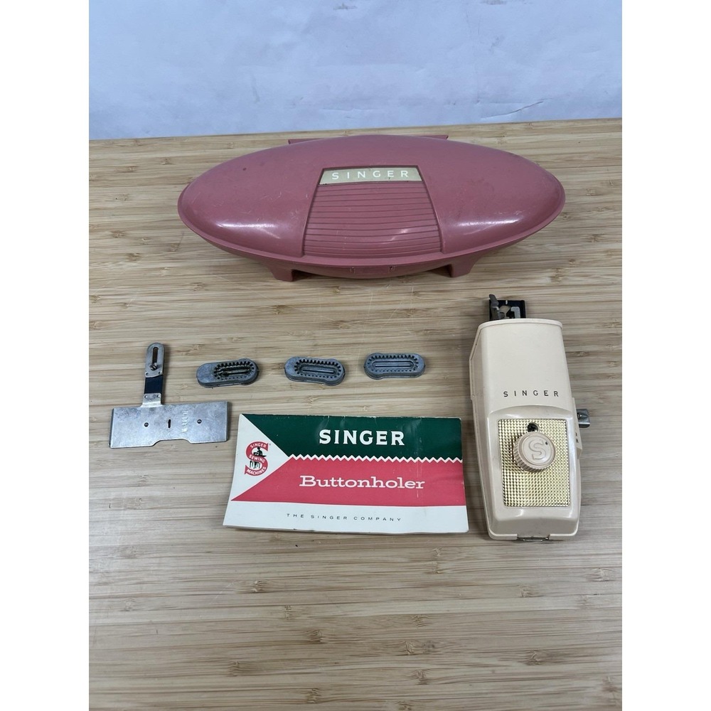 Vintage Singer Buttonholer Attachment w/ Case & Manual Sewing Machine 1960
